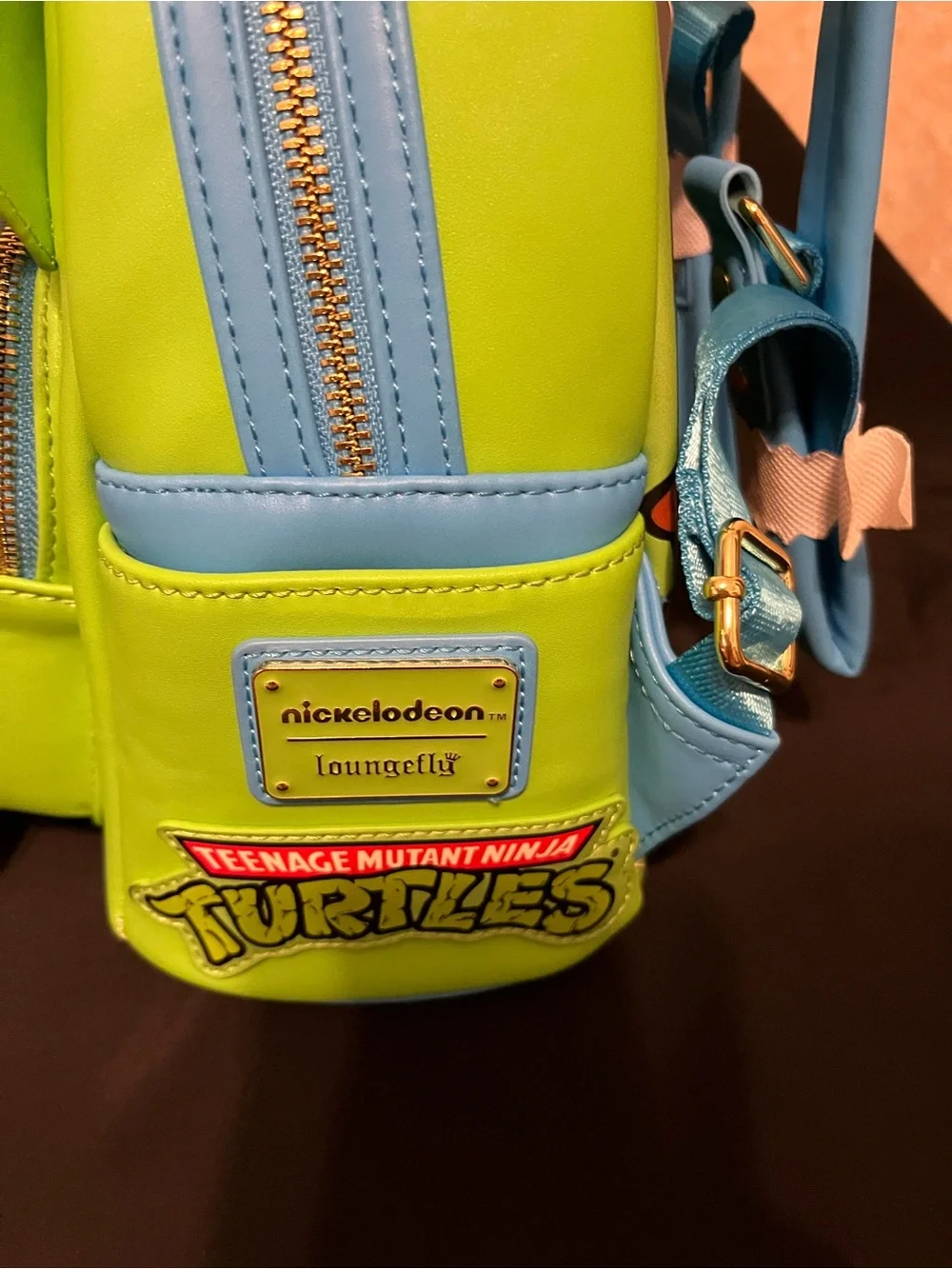 Green Turtle Character Kids Mini Backpack with Blue Accent